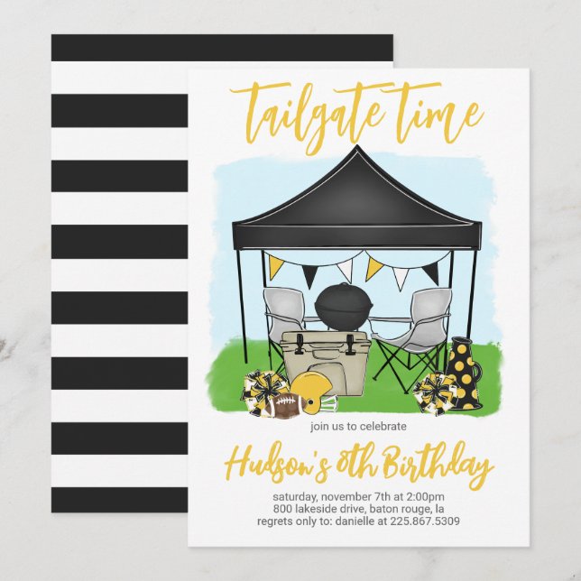 Invitación al cumpleaños del partido de fútbol hor (Anverso / Reverso)