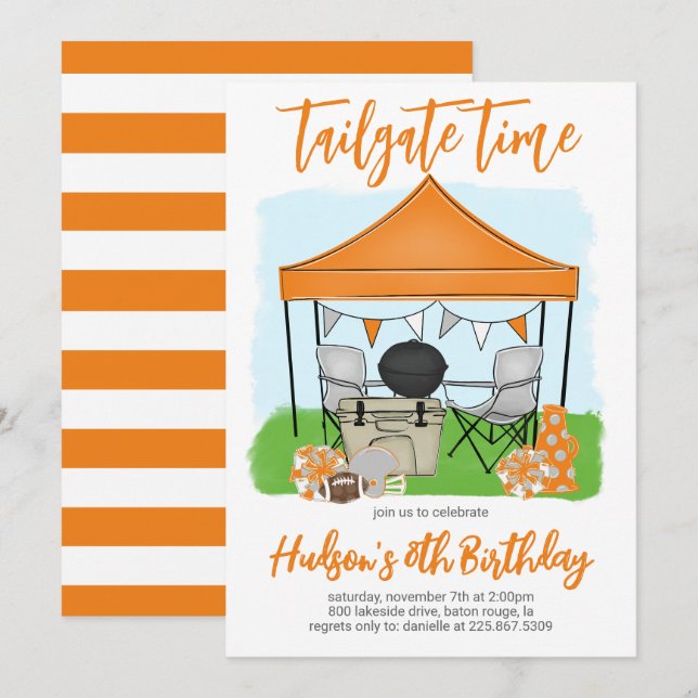 Invitación al cumpleaños del partido de fútbol hor (Anverso / Reverso)