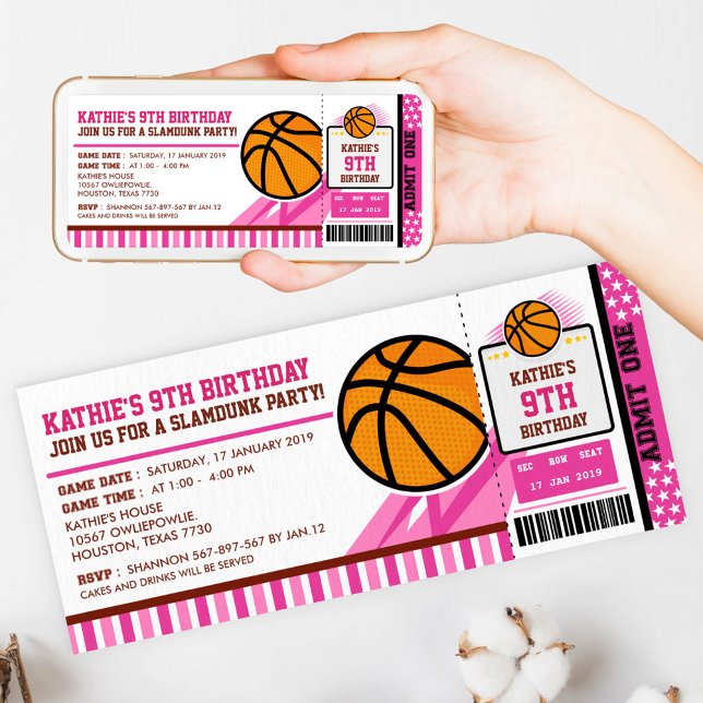 Invitación al cumpleaños del Pase de Baloncesto Ro (Subido por el creador)