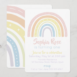 Invitación al cumpleaños del Pastel Boho Rainbow