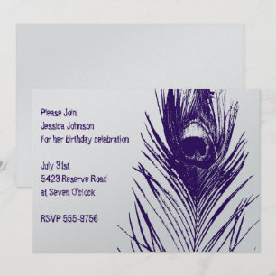 Invitación al cumpleaños del pavo real púrpura