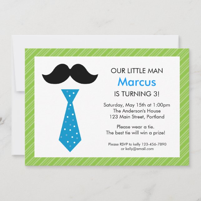Invitación al cumpleaños del pequeño hombre - Verd (Anverso)