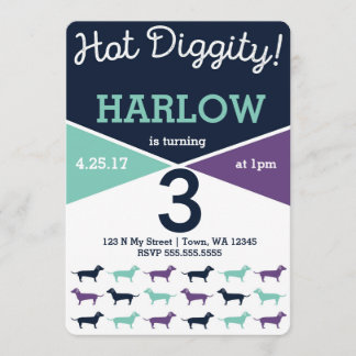 Invitación al cumpleaños del perro Dachshund aka W