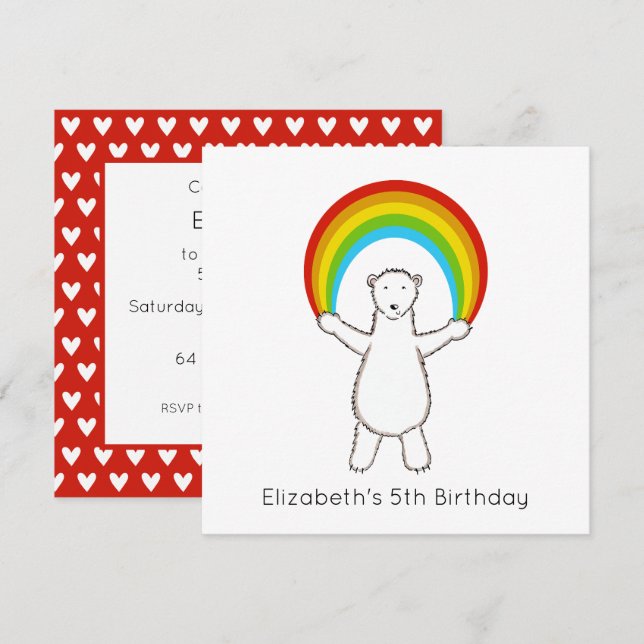 Invitación al cumpleaños del personalizado Polar B (Anverso / Reverso)