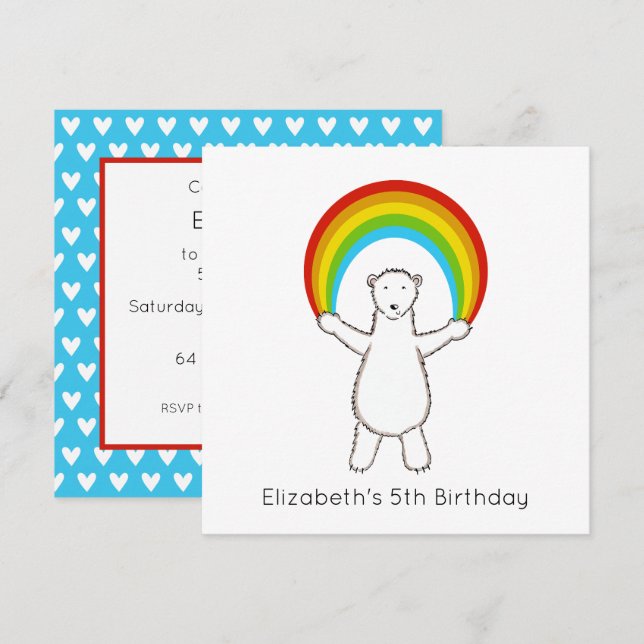 Invitación al cumpleaños del personalizado Polar B (Anverso / Reverso)