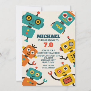 Invitación al cumpleaños del personalizado Robot