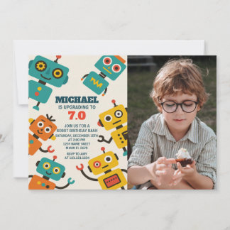 Invitación al cumpleaños del personalizado Robot c