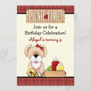 Invitación al cumpleaños del picnic del perro con 