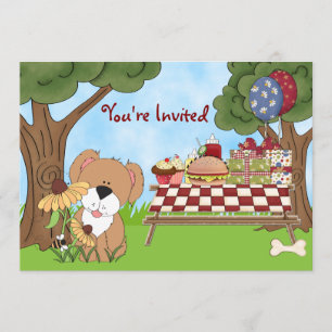 Invitación al cumpleaños del picnic del perro con 