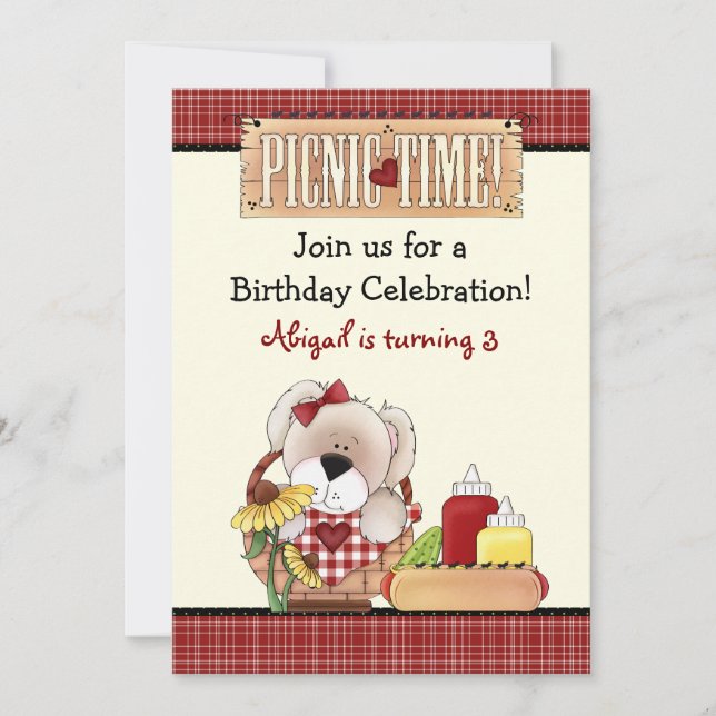 Invitación al cumpleaños del picnic del perro con  (Anverso)