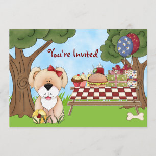 Invitación al cumpleaños del picnic del perro con 