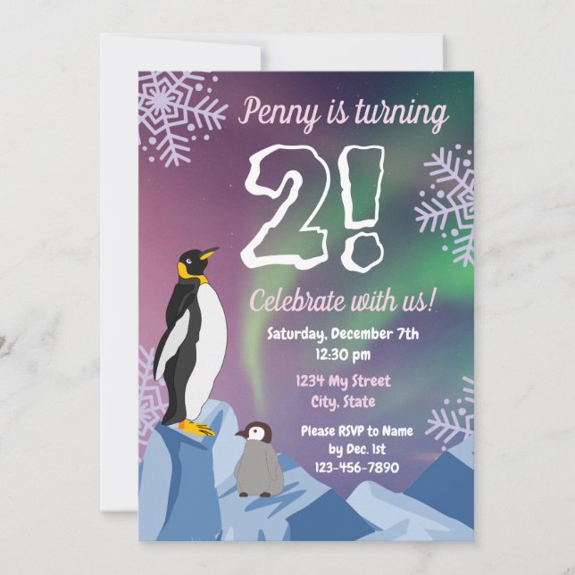 Invitación al cumpleaños del pingüino (Anverso)