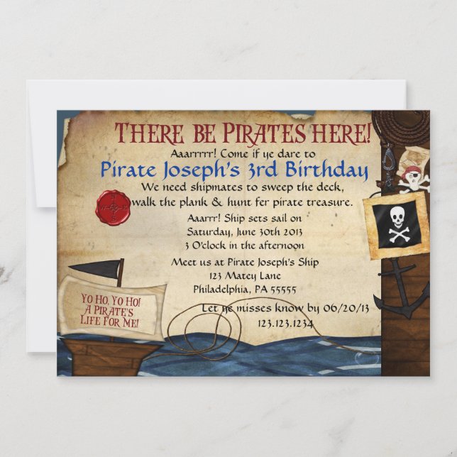 Invitación al cumpleaños del pirata (Anverso)
