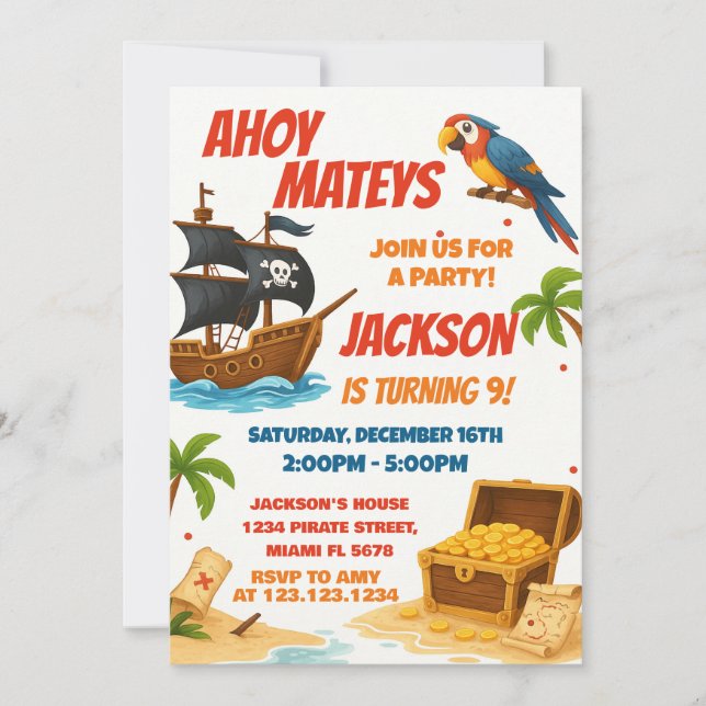 Invitación al cumpleaños del pirata (Anverso)