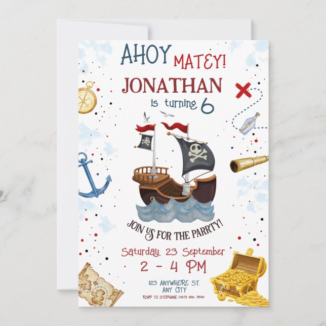 Invitación al cumpleaños del pirata (Anverso)