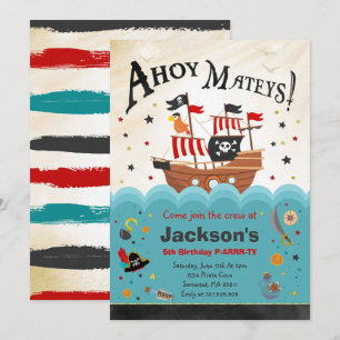 Invitación al cumpleaños del pirata Ahoy Fiesta de