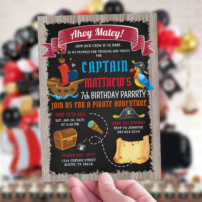 Invitación al cumpleaños del pirata Ahoy Matey (Subido por el creador)