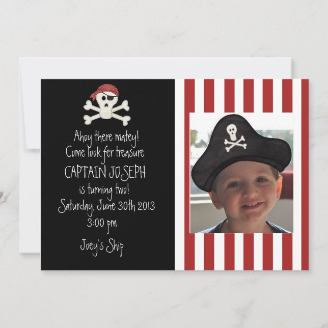 Invitación al cumpleaños del pirata de imágenes (Anverso)
