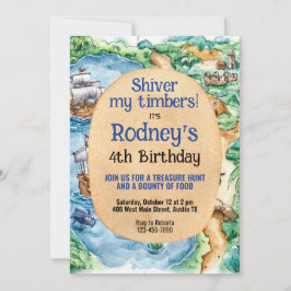 Invitación al cumpleaños del pirata Treasure Hunt