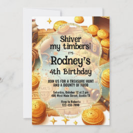Invitación al cumpleaños del pirata Treasure Hunt