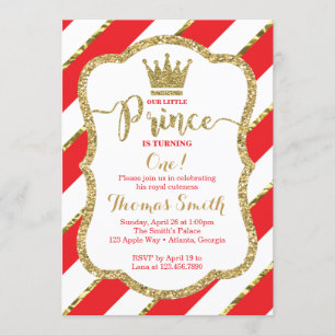 Invitación al cumpleaños del Principito, rojo, oro