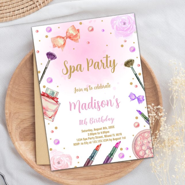 Invitación al cumpleaños del Purple Spa (Purple Spa Birthday Invitations)