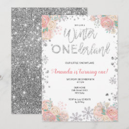 Invitación al cumpleaños del purpurina Winter ONEd