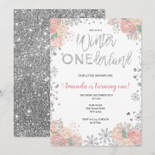 Invitación al cumpleaños del purpurina Winter ONEd