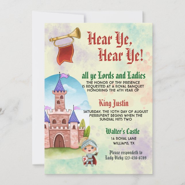 Invitación al cumpleaños del Rey del Renacimiento  (Anverso)