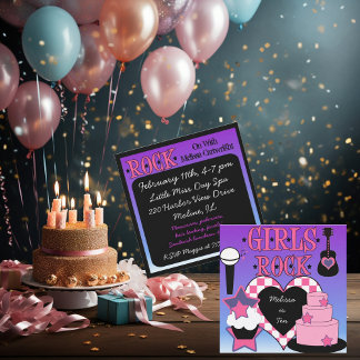 Invitación al cumpleaños del rock para chicas
