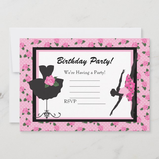 Invitación al cumpleaños del Rosa de ballet de KRW (Anverso)