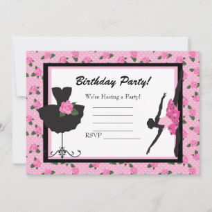 Invitación al cumpleaños del Rosa de ballet de KRW