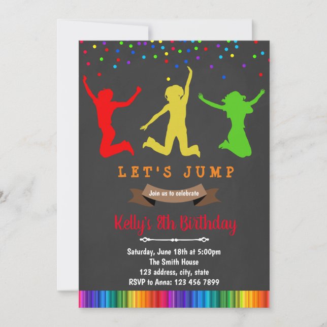 Invitación al cumpleaños del salto de arco iris (Anverso)