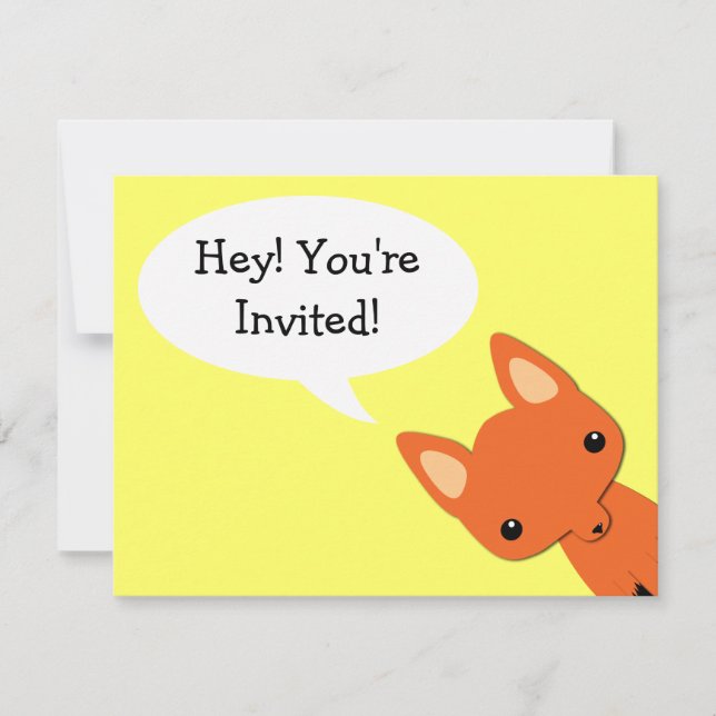 Invitación al cumpleaños del simple oso Fox (Anverso)