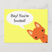 Invitación al cumpleaños del simple oso Fox