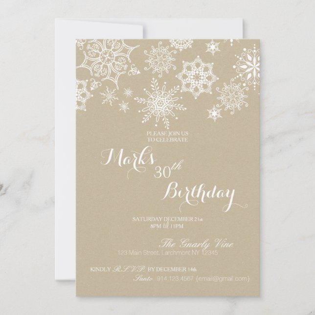 Invitación al cumpleaños del Snowflake Winter Wond (Anverso)