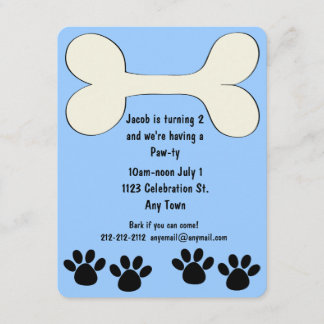 Invitación al cumpleaños del tema Blue Doggy