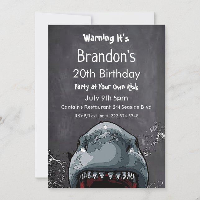 Invitación al cumpleaños del tiburón, ataque al ti (Anverso)