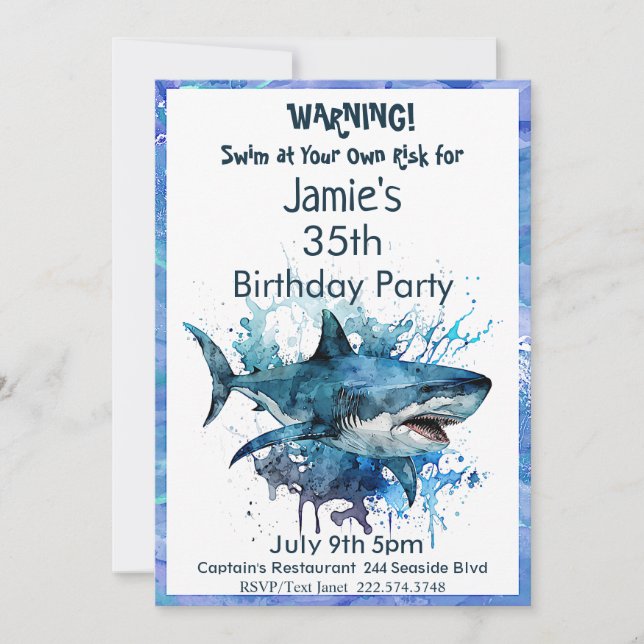 Invitación al cumpleaños del tiburón, ataque al ti (Anverso)