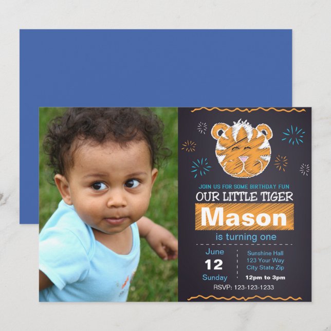 Invitación al cumpleaños del Tigre Azul con foto
