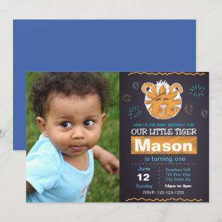 Invitación al cumpleaños del Tigre Azul con foto