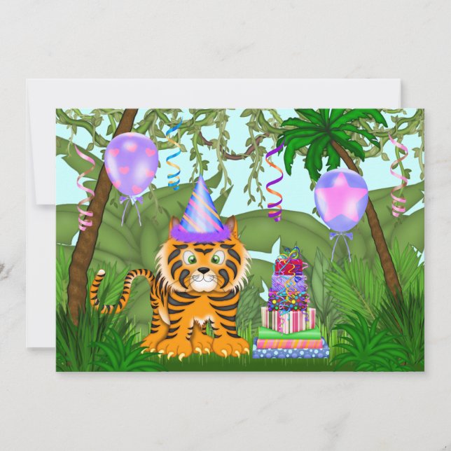 Invitación al cumpleaños del tigre de Bengala jung (Anverso)