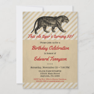 Invitación al cumpleaños del tigre de época hombre