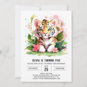 Invitación al cumpleaños del tigre lindo imprimibl