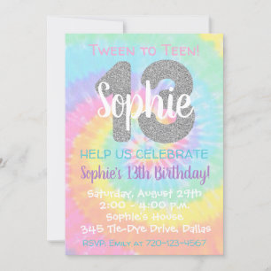 Invitación al cumpleaños del tinte del tie 13 cump