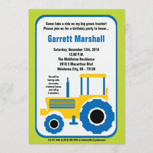 Invitación al cumpleaños del Tractor de Granja Azu