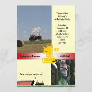 Invitación al cumpleaños del tractor: Tractor inte