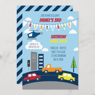 Invitación al cumpleaños del transporte