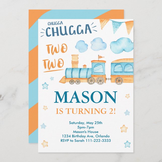 Invitación al cumpleaños del tren a Chugga Chugga  (Anverso / Reverso)