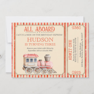 Invitación al cumpleaños del tren Choo Choo - Fies